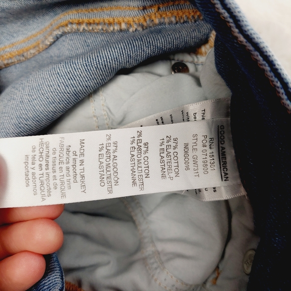 New Good American Good Waist Distressed Jeans P5495 - Picture 9 of 10